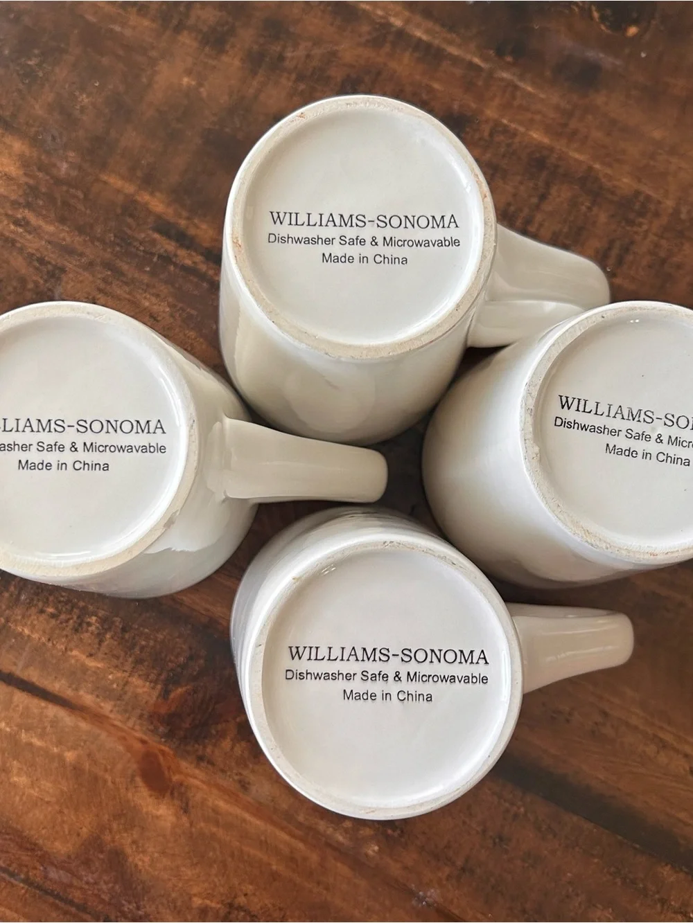 Williams Sonoma White Snowman Coffee Cups Holiday Christmas Winter Set of 4